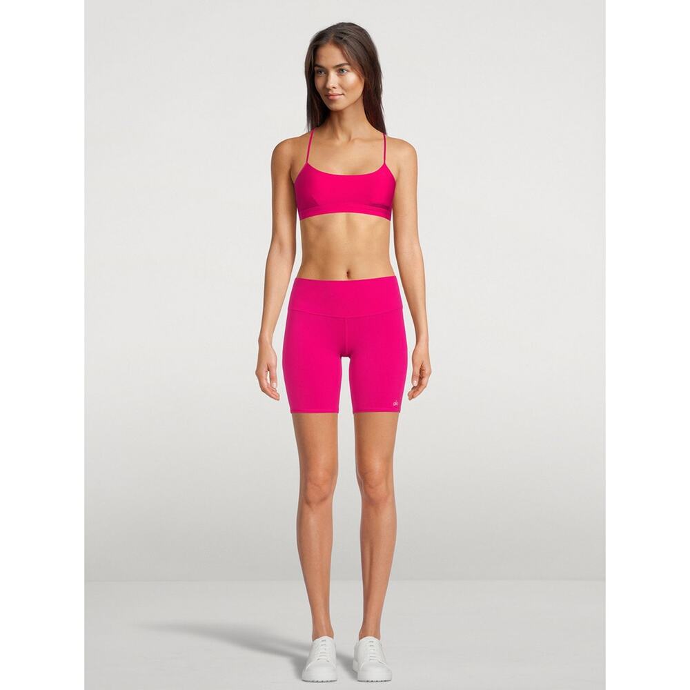 NEW Alo Yoga Airbrush High Waist Biker Shorts Neon Pink Sculpting Activewear XS - Picture 4 of 11